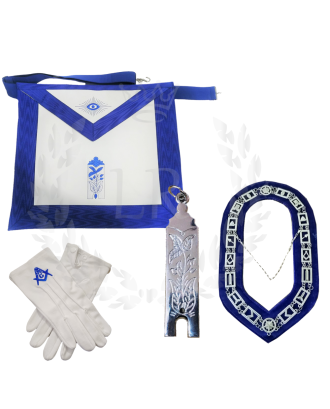 Junior Warden Masonic Regalia Set - Blue Lodge Officer Apron, Collar, Gloves & Jewel