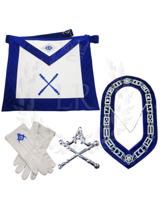 Marshal Masonic Regalia Set - Blue Lodge Officer Apron, Collar, Gloves & Jewel