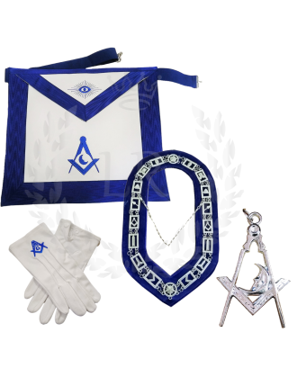 Junior Deacon Masonic Regalia Set - Blue Lodge Officer Apron, Collar, Gloves & Jewel