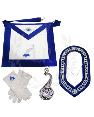 Junior Steward Masonic Regalia Set - Blue Lodge Officer Apron, Collar, Gloves & Jewel