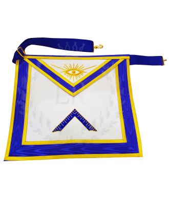 Masonic Worshipful Master Officer Apron - Hand Embroidered Blue Lodge Regalia Faux Leather 