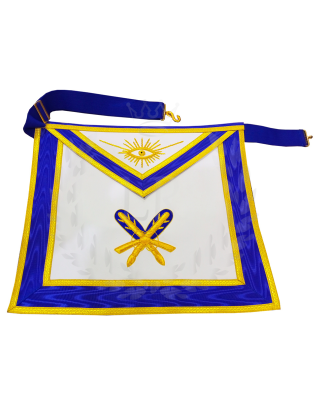 Masonic Secretary Officer Apron - Hand Embroidered Blue Lodge Regalia Faux Leather 