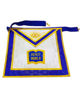 Masonic Chaplain Officer Apron - Hand Embroidered Blue Lodge Regalia Faux Leather 