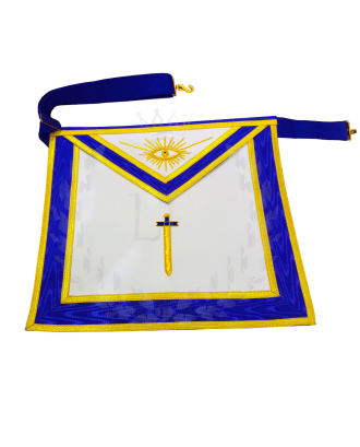 Masonic Tyler Officer Apron - Hand Embroidered Blue Lodge Regalia Faux Leather 