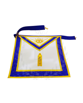 Masonic Junior Warden Officer Apron - Hand Embroidered Blue Lodge Regalia Faux Leather 