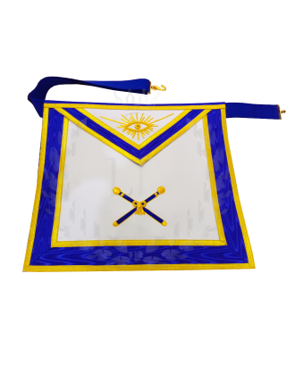 Masonic Marshal Officer Apron - Hand Embroidered Blue Lodge Regalia Faux Leather 