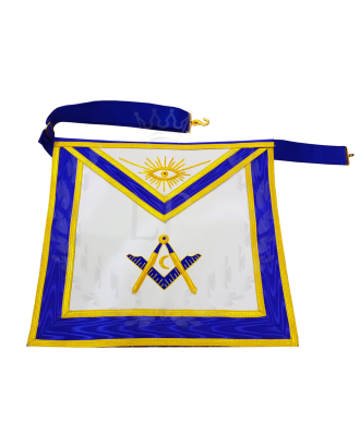 Masonic Junior Deacon Officer Apron - Hand Embroidered Blue Lodge Regalia Faux Leather 