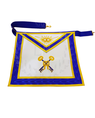 Masonic Treasurer Officer Apron - Hand Embroidered Blue Lodge Regalia Faux Leather 