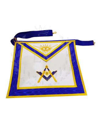 Masonic Senior Deacon Officer Apron - Hand Embroidered Blue Lodge Regalia Faux Leather 
