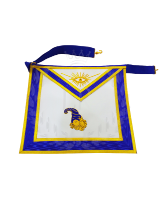 Masonic Senior Steward Officer Apron - Hand Embroidered Blue Lodge Regalia Faux Leather 