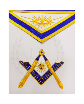 Masonic Senior Deacon Officer Regalia Set - Hand Embroidered Apron, Chain Collar, Gloves & Jewel