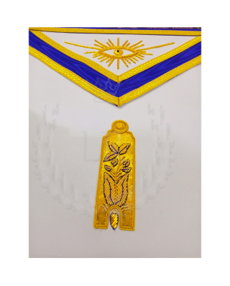 Masonic Junior Warden Officer Apron - Hand Embroidered Blue Lodge Regalia Faux Leather 