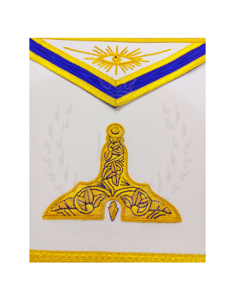Masonic Senior Warden Officer Apron - Hand Embroidered Blue Lodge Regalia Faux Leather 