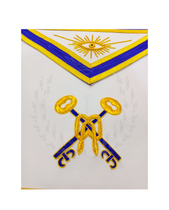 Masonic Treasurer Officer Apron - Hand Embroidered Blue Lodge Regalia Faux Leather 