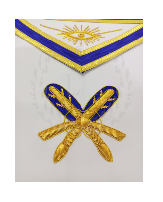 Masonic Secretary Officer Regalia Set - Hand Embroidered Apron, Chain Collar, Gloves & Jewel