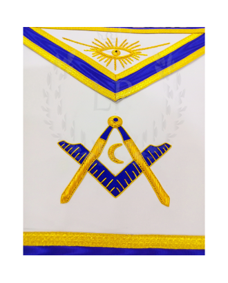 Masonic Junior Deacon Officer Regalia Set - Hand Embroidered Apron, Chain Collar, Gloves & Jewel