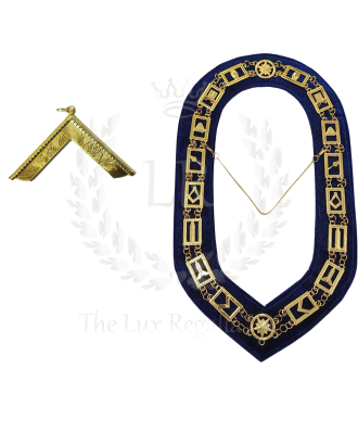 Masonic Regalia Blue Lodge Worshipful Master Golden Plated Premium Quality Chain Collar Jewel Deal