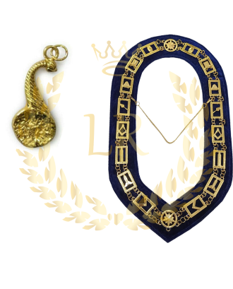 Masonic Regalia Blue Lodge Senior Steward Golden Plated Premium Quality Chain Collar Jewel Deal