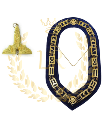 Masonic Regalia Blue Lodge Senior Warden Golden Plated Premium Quality Chain Collar Jewel Deal
