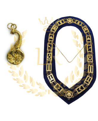 Masonic Regalia Blue Lodge Junior Steward Golden Plated Premium Quality Chain Collar Jewel Deal