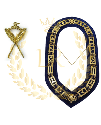 Masonic Regalia Blue Lodge Secretary Golden Plated Premium Quality Chain Collar Jewel Deal