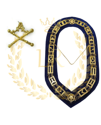 Masonic Regalia Blue Lodge Marshal Golden Plated Premium Quality Chain Collar Jewel Deal