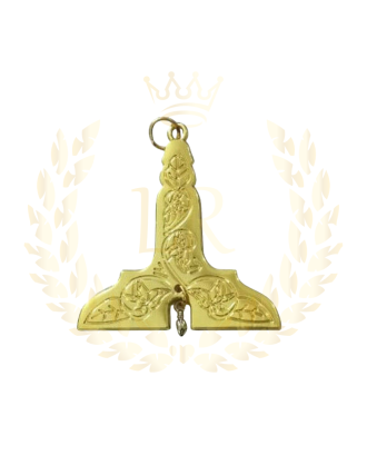 MASONIC REGALIA BLUE LODGE SENIOR WARDEN OFFICER JEWEL – GOLD-PLATED BRASS, STANDARD SIZE, CEREMONIAL STYLE