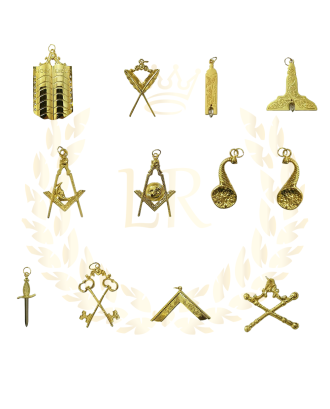 MASONIC REGALIA BLUE LODGE SENIOR WARDEN OFFICER JEWEL – GOLD-PLATED BRASS, STANDARD SIZE, CEREMONIAL STYLE