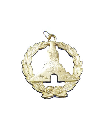 MASONIC REGALIA GRAND LODGE SENIOR WARDEN OFFICER JEWEL – GOLD-PLATED BRASS, STANDARD SIZE, CEREMONIAL STYLE