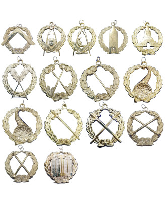 MASONIC REGALIA GRAND LODGE SENIOR WARDEN OFFICER JEWEL – GOLD-PLATED BRASS, STANDARD SIZE, CEREMONIAL STYLE