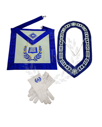 Chaplain Blue Lodge Officer Regalia Set - Masonic Apron, Collar & Gloves