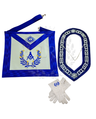 Senior Deacon Blue Lodge Officer Regalia Set - Masonic Apron, Collar & Gloves