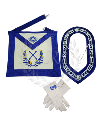 Marshal Blue Lodge Officer Regalia Set - Masonic Apron, Collar & Gloves