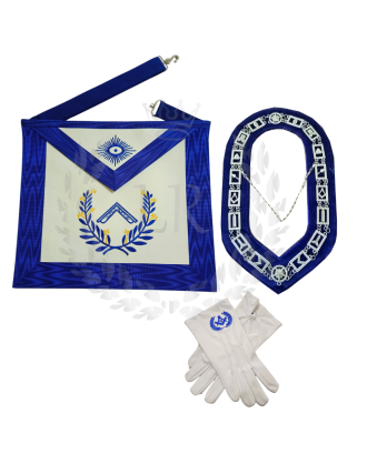 Worshipful Blue Lodge Officer Regalia Set - Masonic Apron, Collar & Gloves