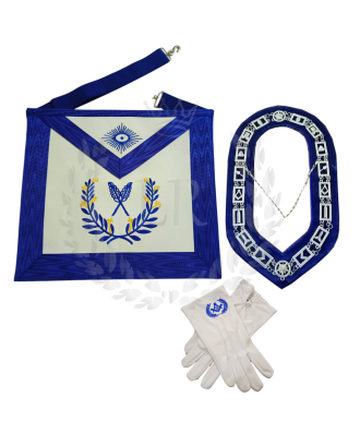 Secretary Blue Lodge Officer Regalia Set - Masonic Apron, Collar & Gloves