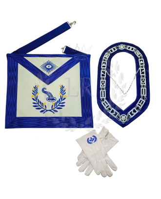 Junior Steward Blue Lodge Officer Regalia Set - Masonic Apron, Collar & Gloves