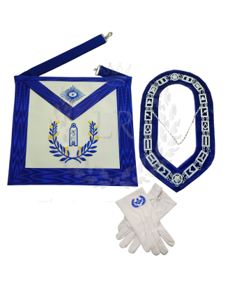 Junior Warden Blue Lodge Officer Regalia Set - Masonic Apron, Collar & Gloves