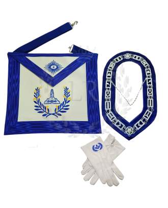 Senior Warden Blue Lodge Officer Regalia Set - Masonic Apron, Collar & Gloves