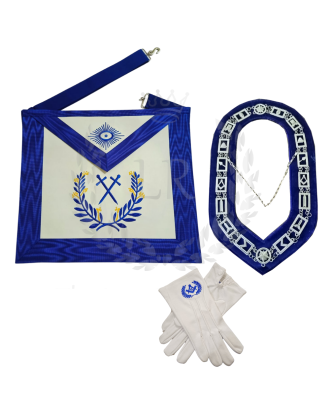 Sentinel Blue Lodge Officer Regalia Set - Masonic Apron, Collar & Gloves