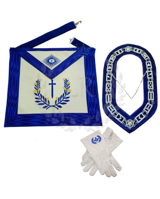 Tyler Blue Lodge Officer Regalia Set - Masonic Apron, Collar & Gloves