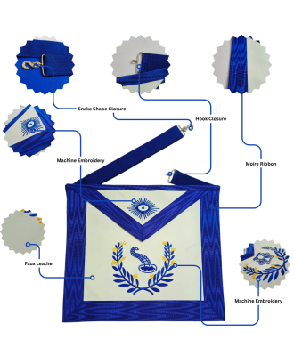 Junior Steward Blue Lodge Officer Regalia Set - Masonic Apron, Collar & Gloves