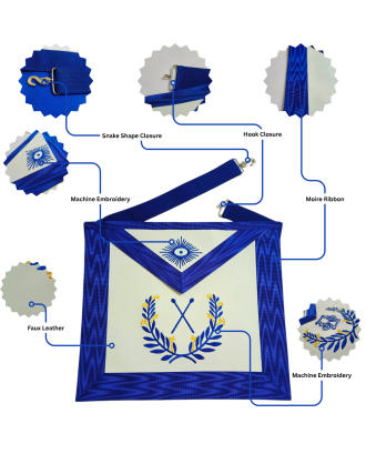 Master of Ceremonies Blue Lodge Officer Regalia Set - Masonic Apron, Collar & Gloves
