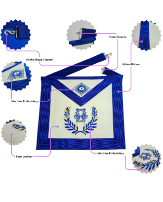 Organist Blue Lodge Officer Regalia Set - Masonic Apron, Collar & Gloves
