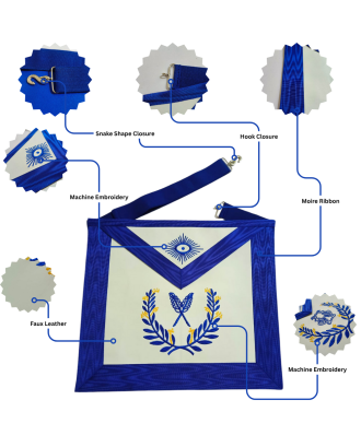 Secretary Blue Lodge Officer Regalia Set - Masonic Apron, Collar & Gloves