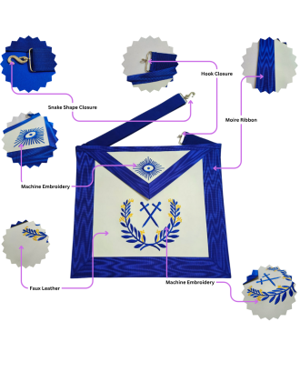Sentinel Blue Lodge Officer Regalia Set - Masonic Apron, Collar & Gloves