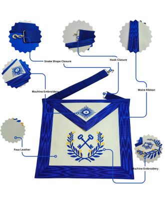 Treasurer Blue Lodge Officer Regalia Set - Masonic Apron, Collar & Gloves