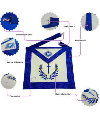 Tyler Blue Lodge Officer Regalia Set - Masonic Apron, Collar & Gloves