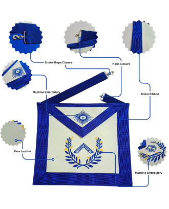 Worshipful Blue Lodge Officer Regalia Set - Masonic Apron, Collar & Gloves